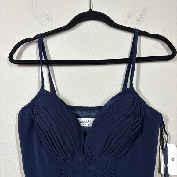 Niteline Della Roufogali 10 Pleated Crisscross Maxi Gown Navy Sweetheart - Picture 4 of 9